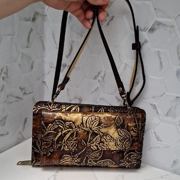 Patricia Nash AZARIO Metallic Embossed Leather Crossbody Clutch - Picture 15 of 15